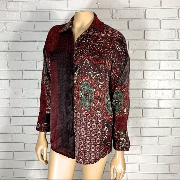 Zara Women’s Oversized Patchwork Print Blouse - Picture 2 of 5